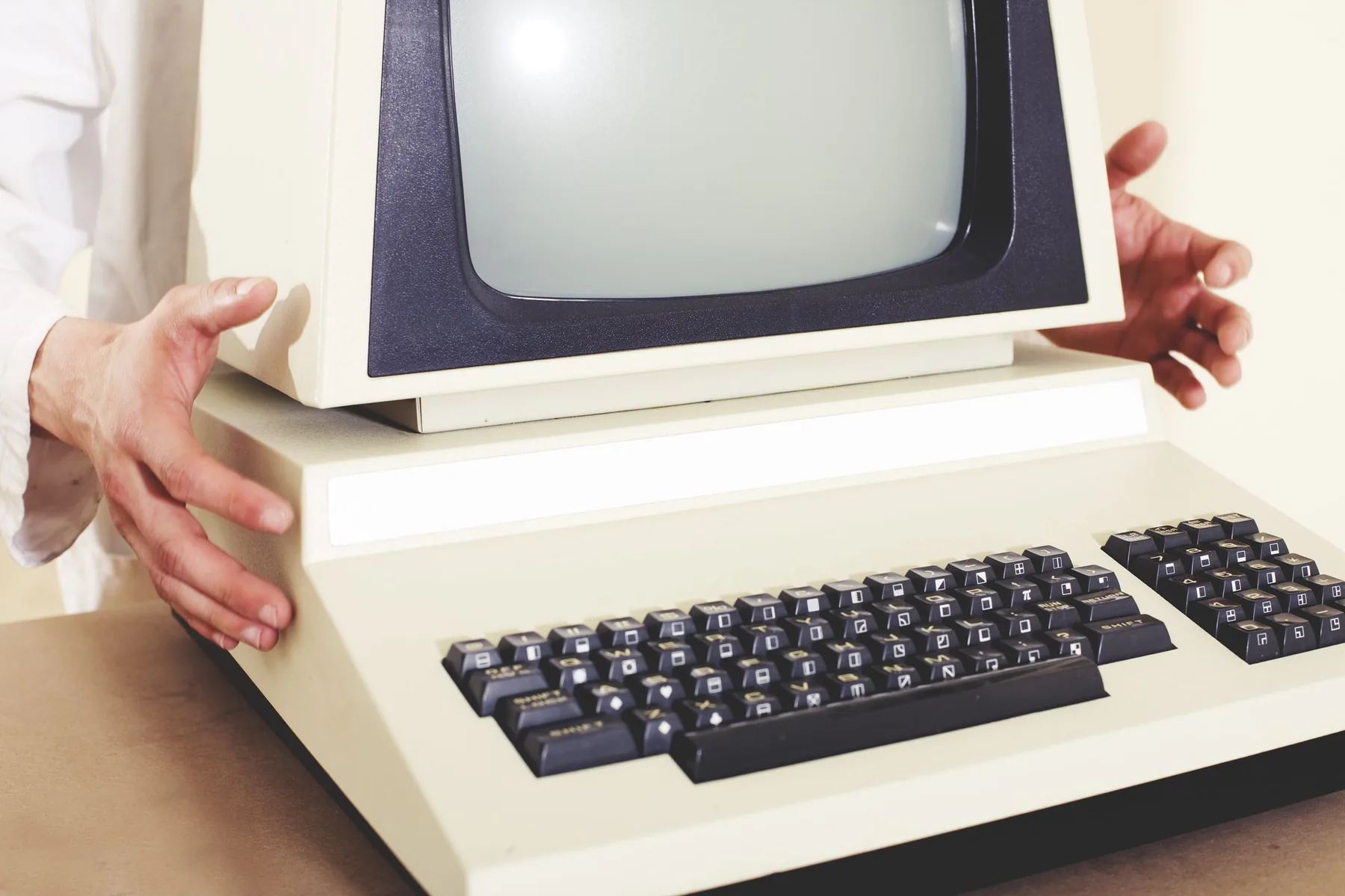 Vintage computer and keyboard.