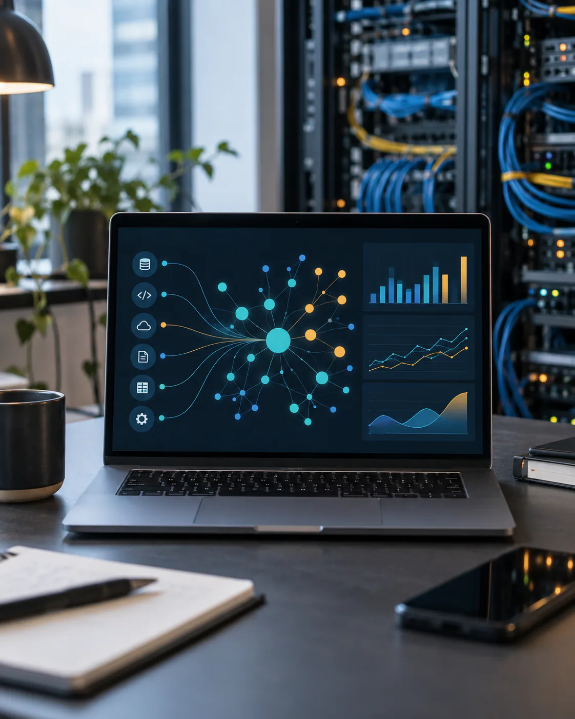 Engineering data sources converging in an analytics view.